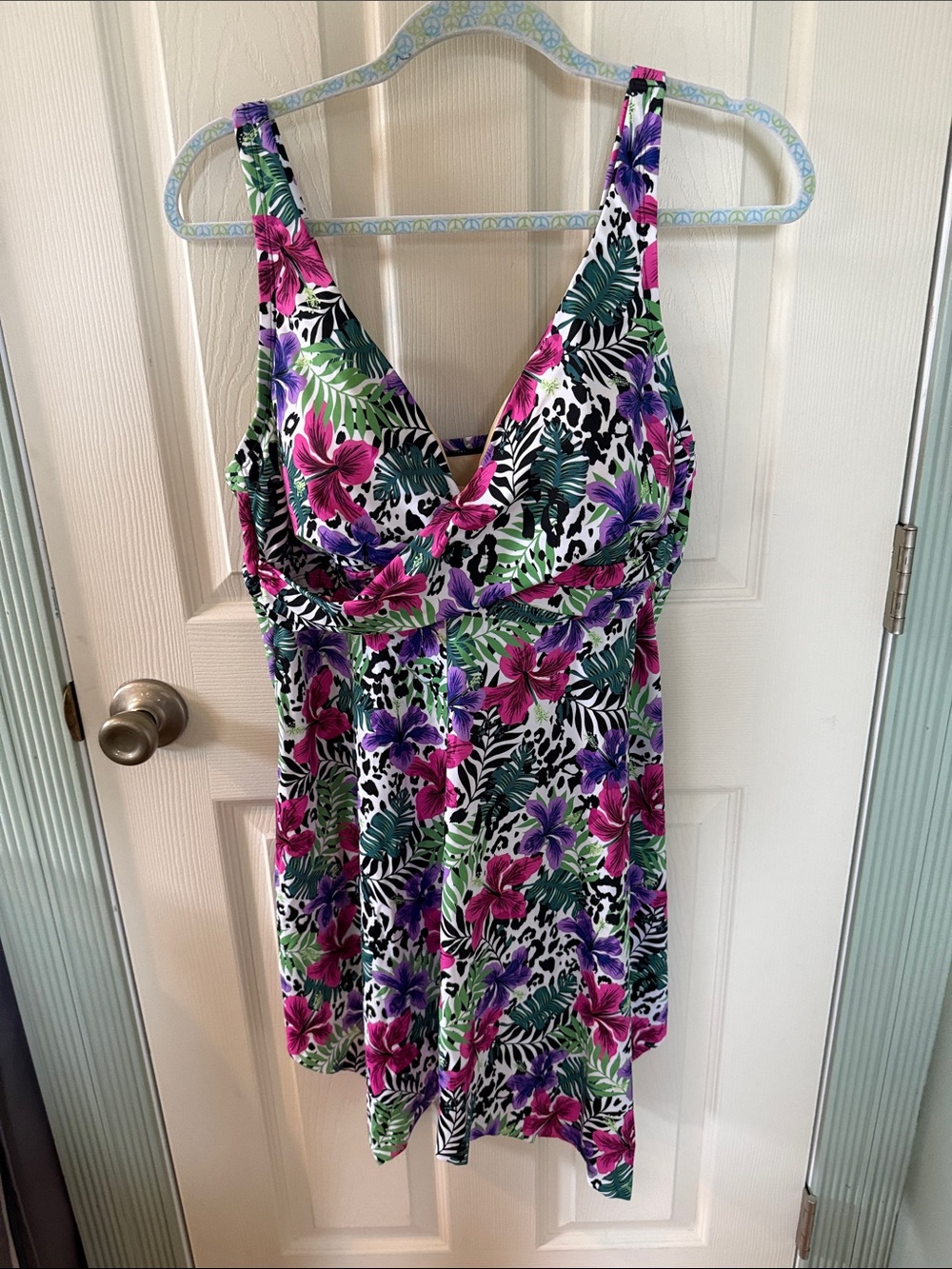 Swim 365 Tropical 2 pc Floral Swim Dress - Pink, Purple & Green NWOT